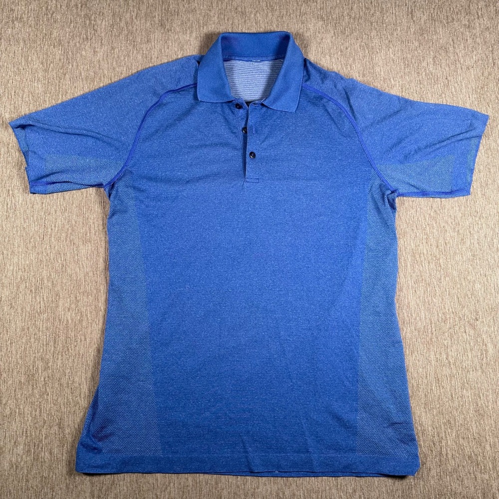Lululemon Metal Vent Tech Polo Shirt Mens Large Blue Heather Short Sleeve Golf